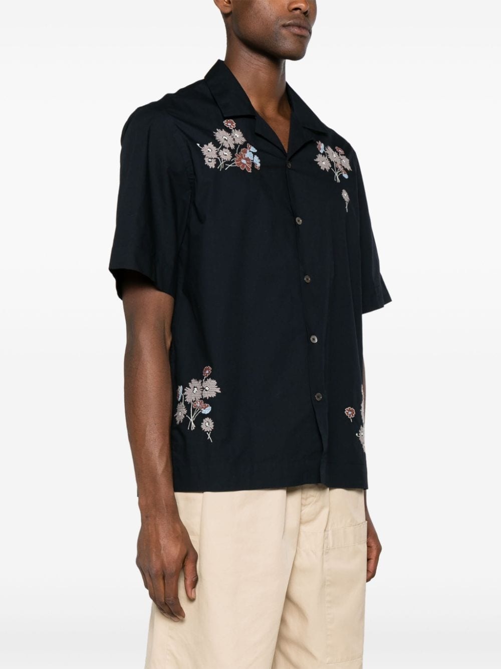 floral-embroided cotton shirt - 3