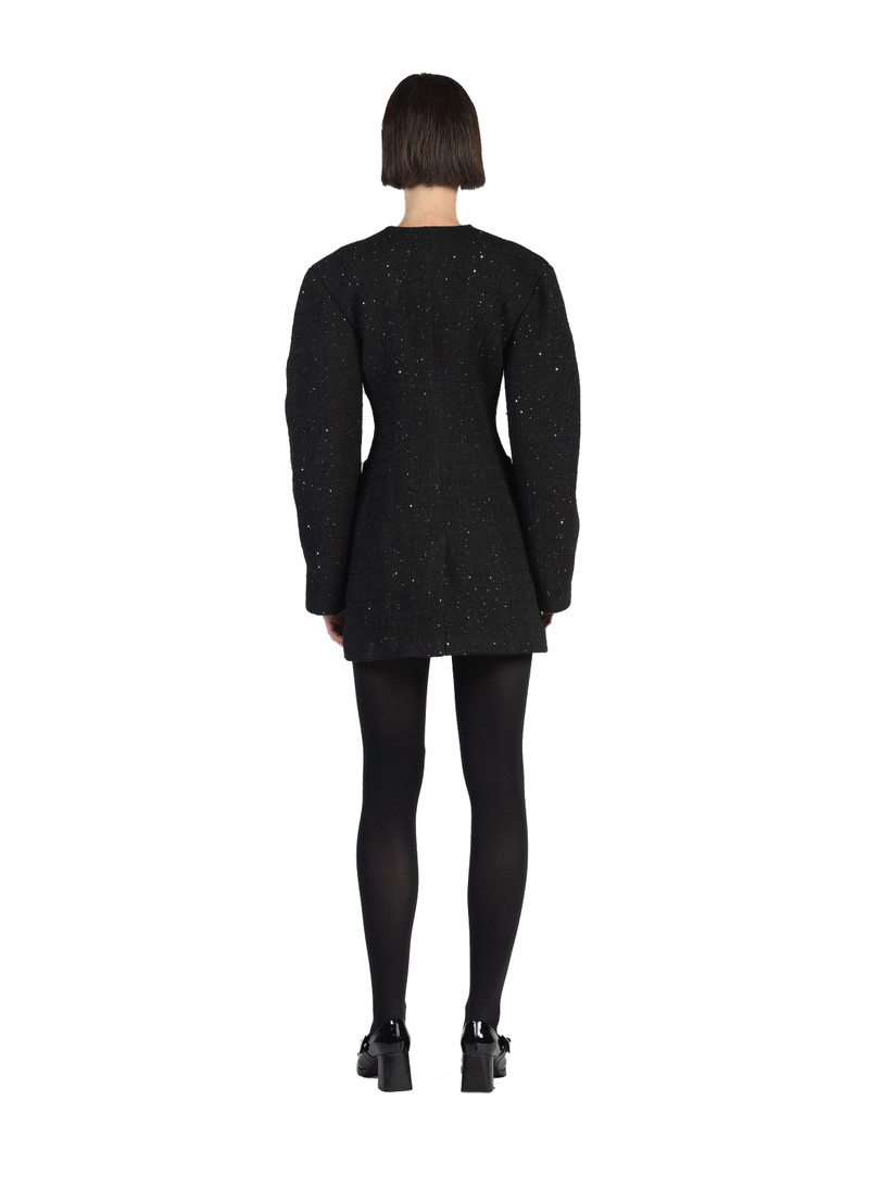 Collarless Tailored Jacket Sparkly Black 4