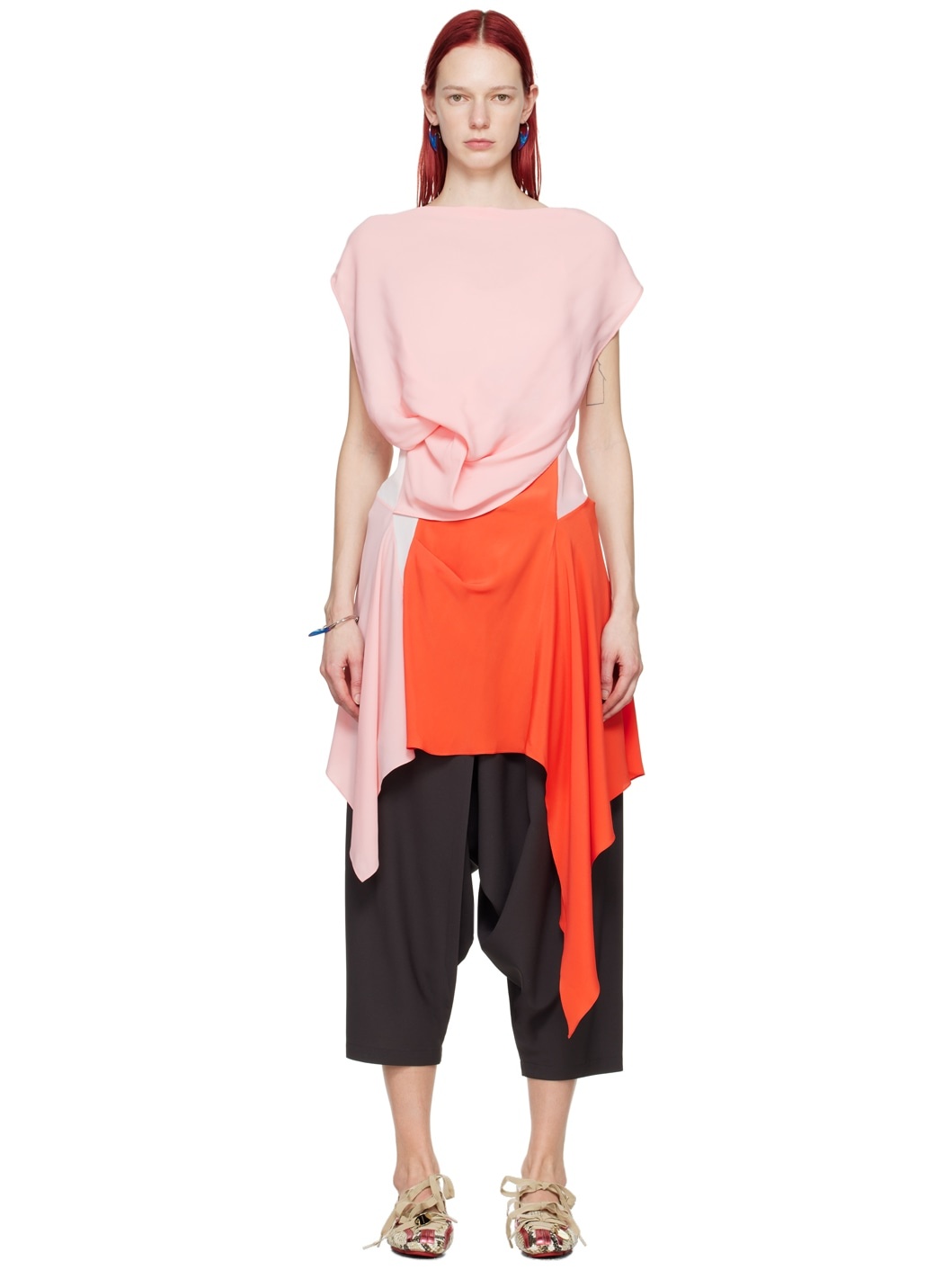 Pink & Orange Jogokba Midi Dress - 1