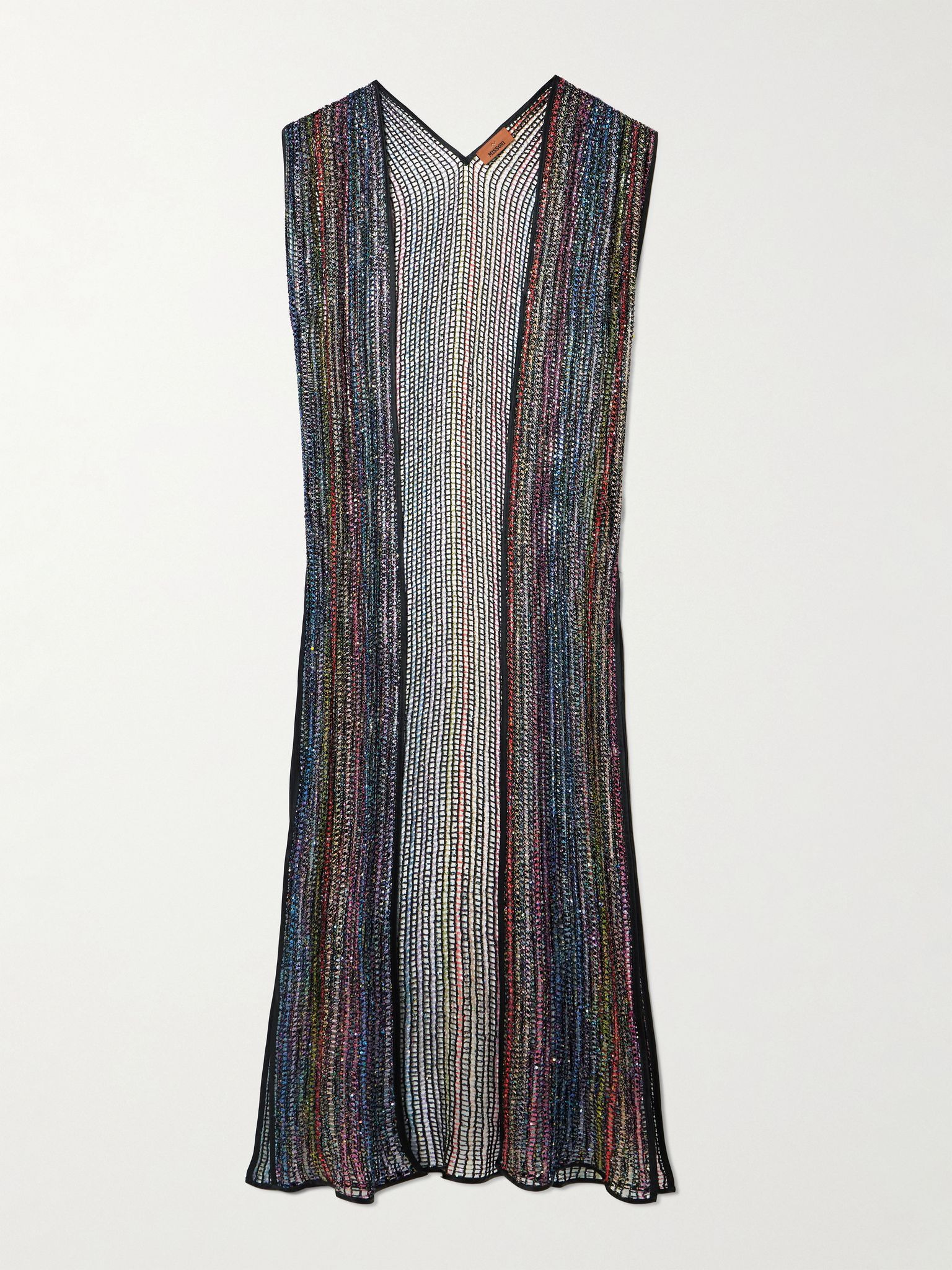 Sequined metallic crochet-knit coverup Black - 1