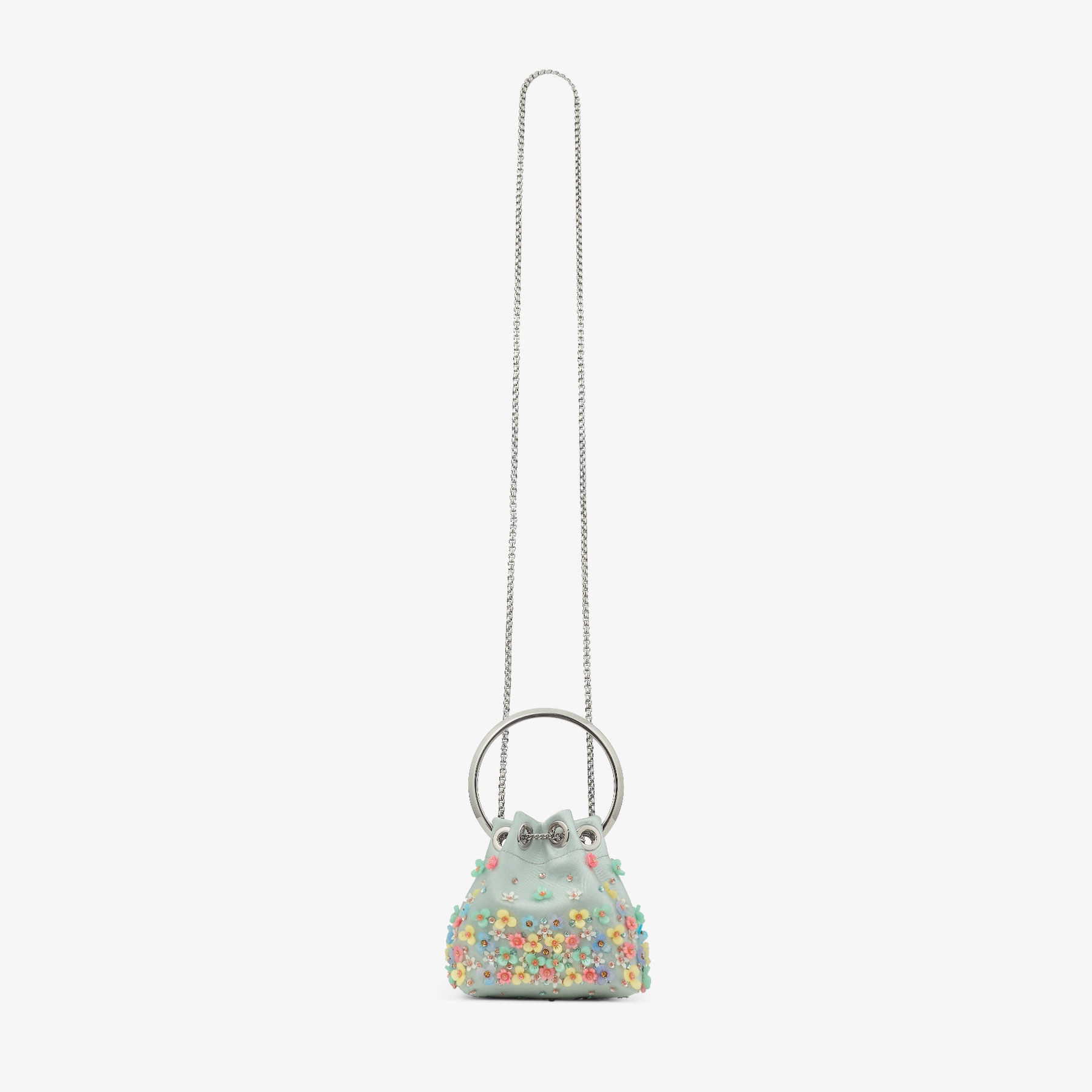 Micro Bon Bon
Light Verde Satin Bag With Embroidery Daisies - 6