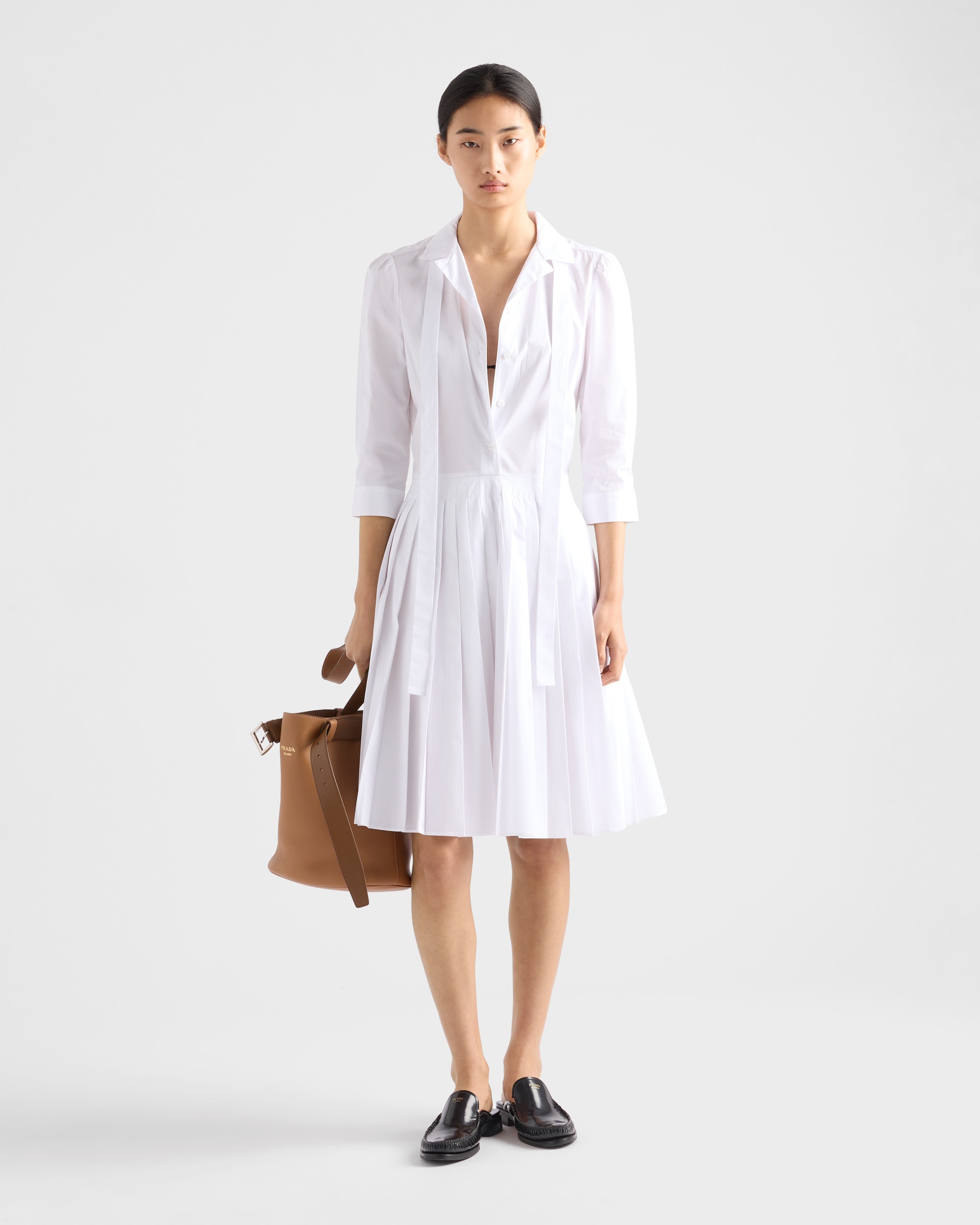 Pleated poplin shirt dress - 2