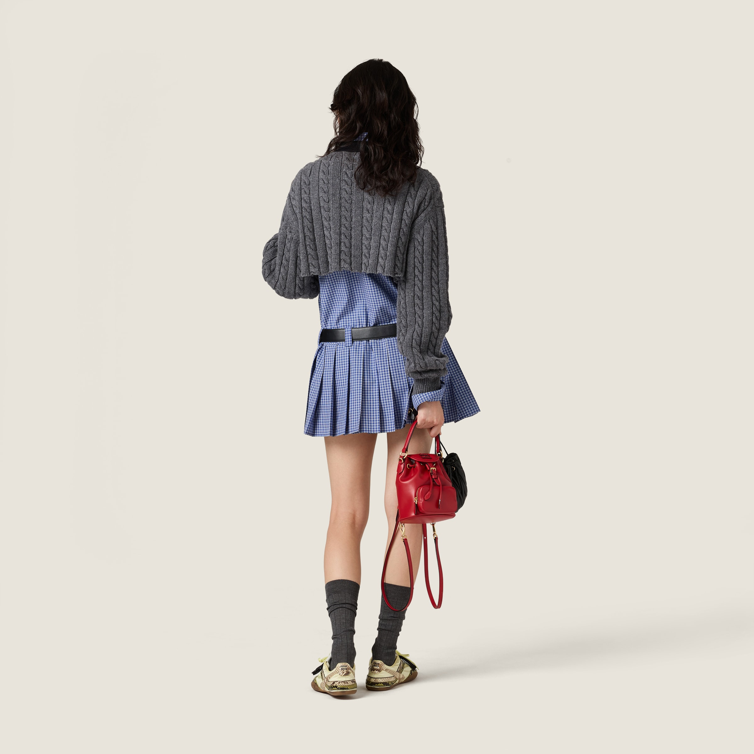 Pleated checked mini-dress - 3