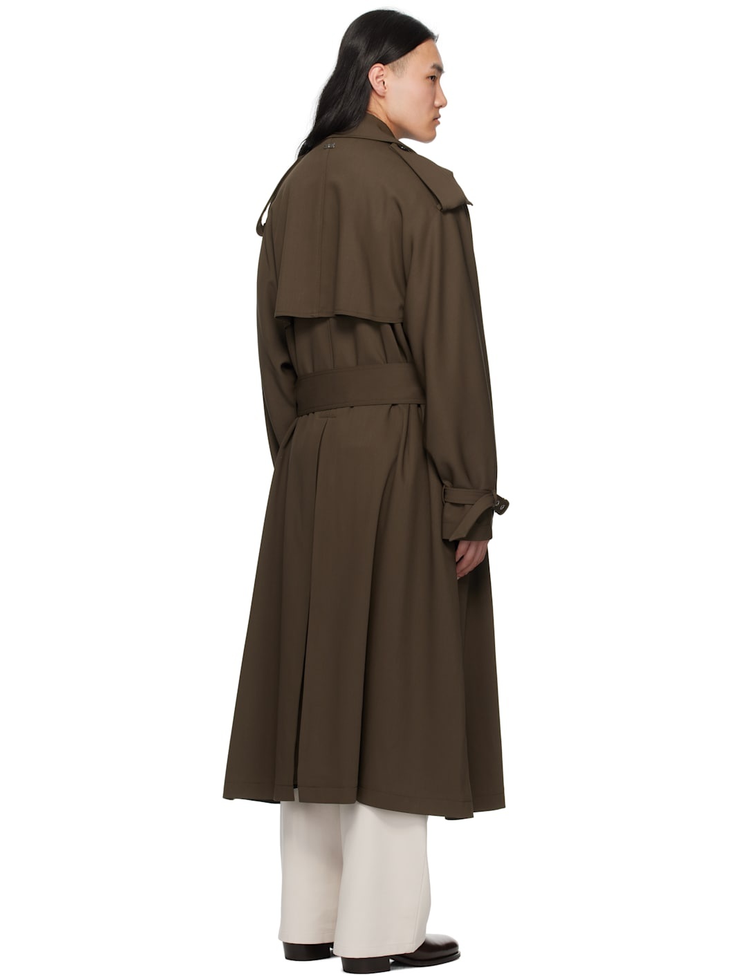 Khaki Wool Trench Coat - 3