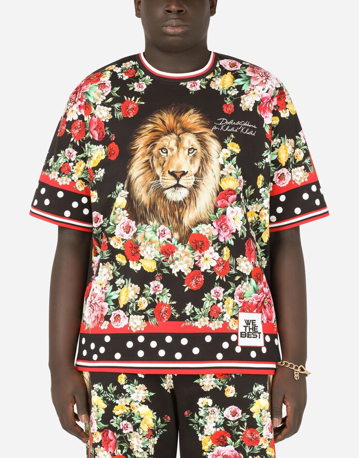 Cotton t-shirt with lion mix print - 5