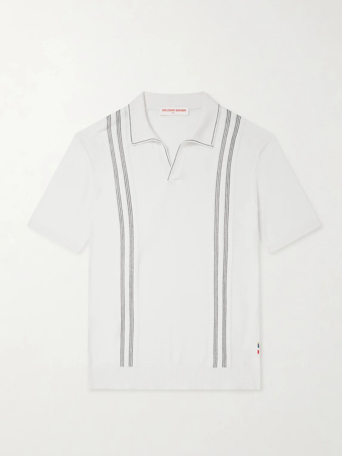 Horton Striped Silk and Cotton-Blend Polo Shirt - 1