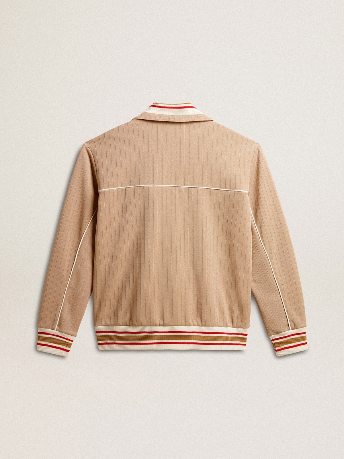 Men’s light beige zipped sweatshirt with white logo - 6