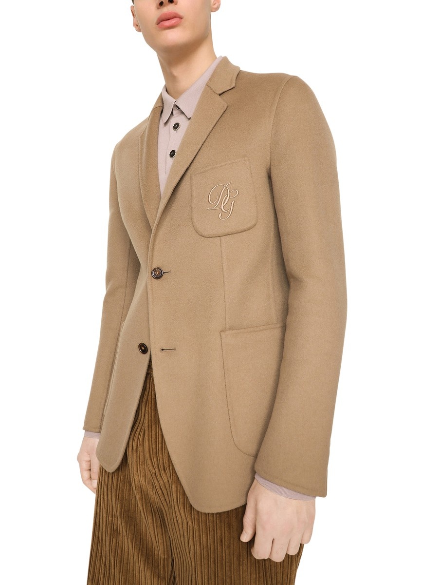 Deconstructed camel hair blazer with embroidery - 2