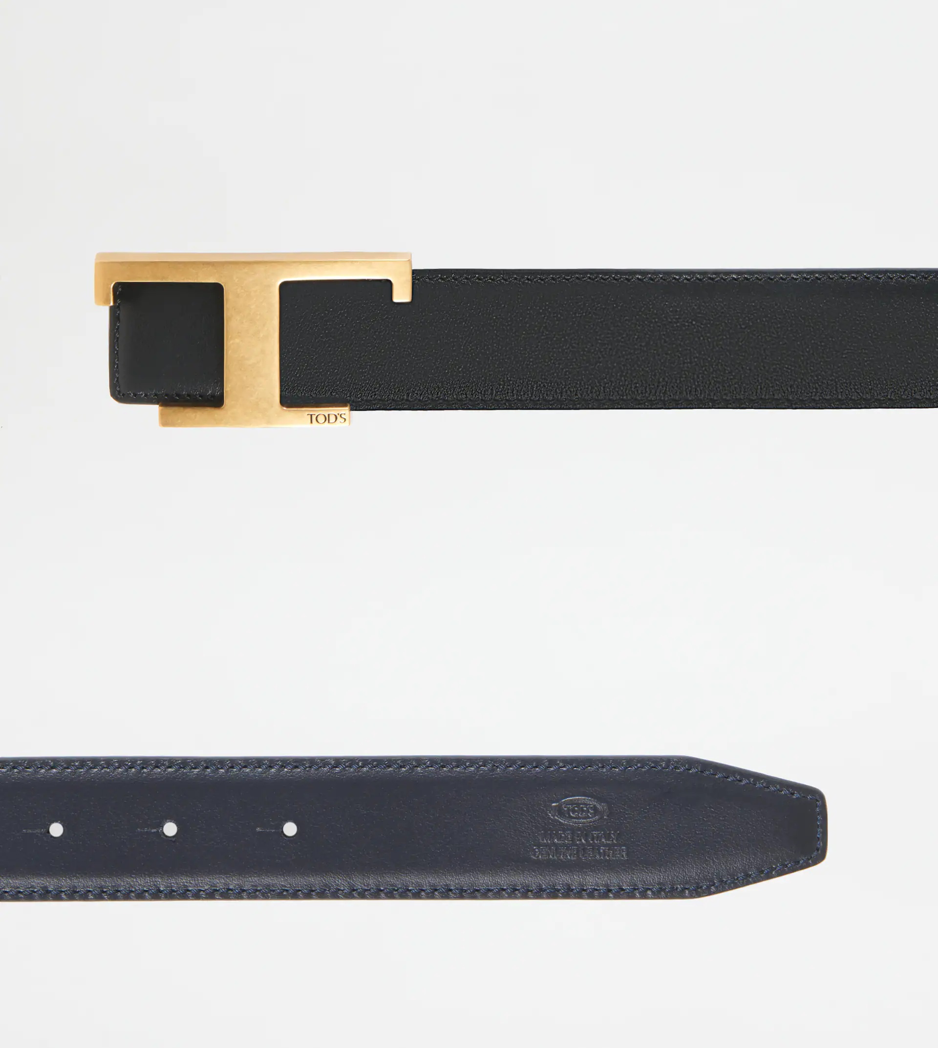 REVERSIBLE BELT IN LEATHER - BLACK, BLUE - 2