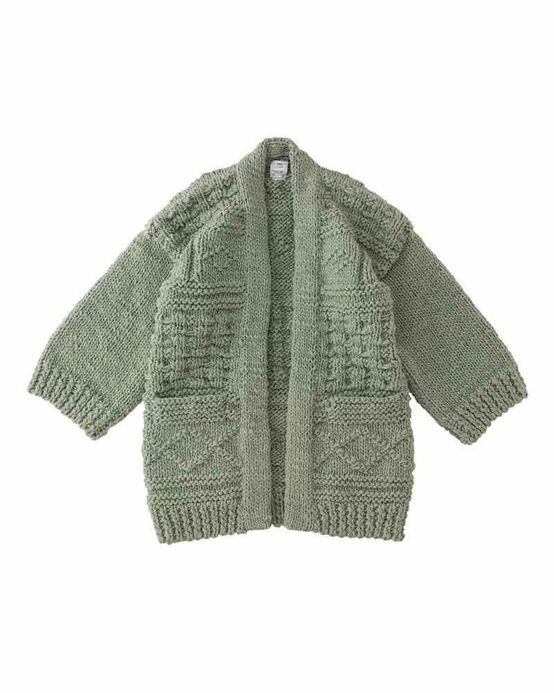 KIMONO CARDIGAN HAND-KNIT W LT.GREEN - 1