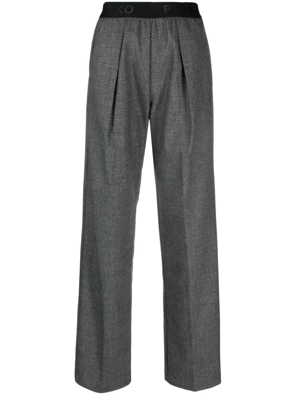 logo-waistband checked trousers - 1