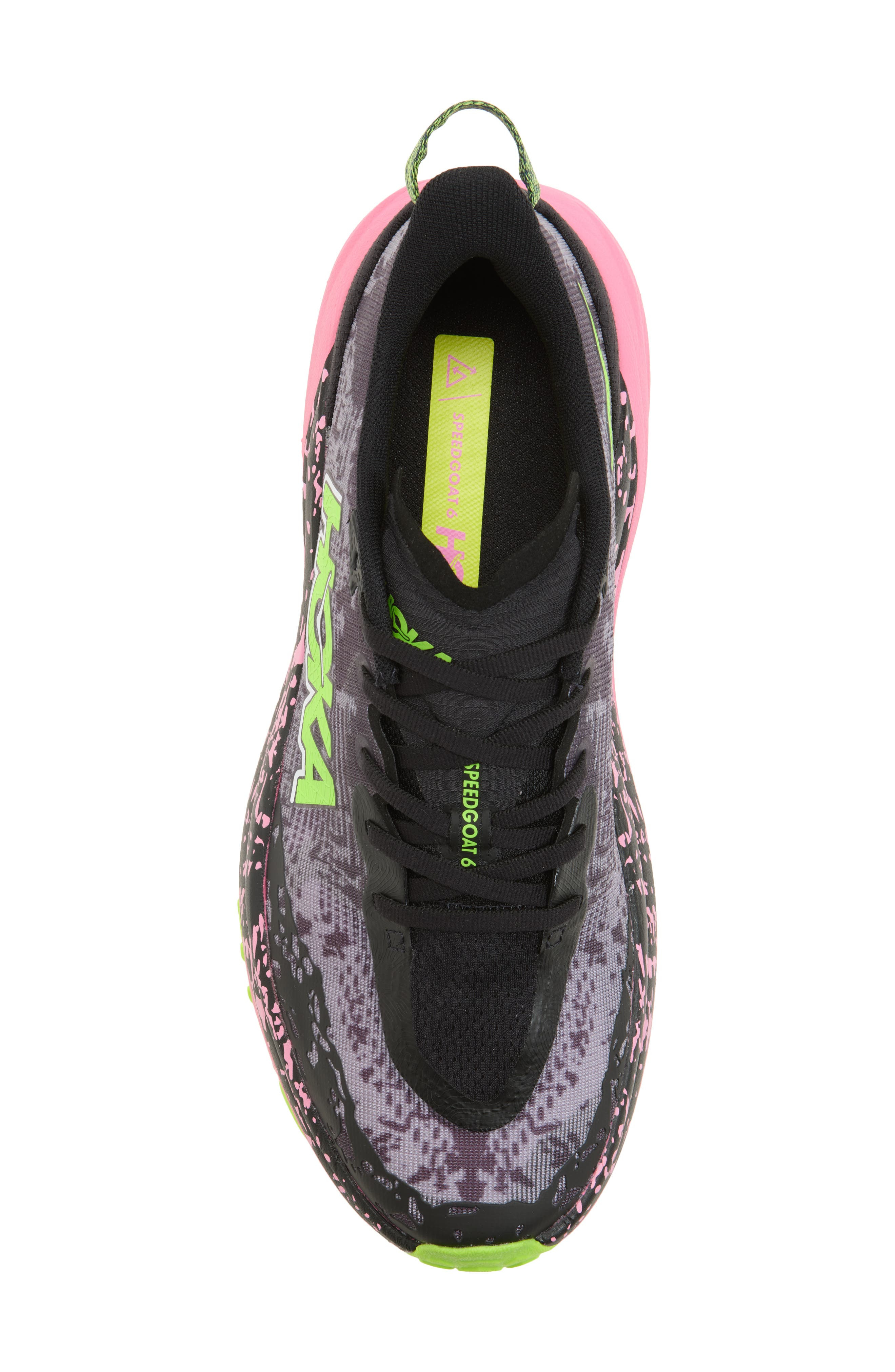 HOKA Speedgoat 6 Trail Running Shoe in Black /Neon Rose at Nordstrom - 5