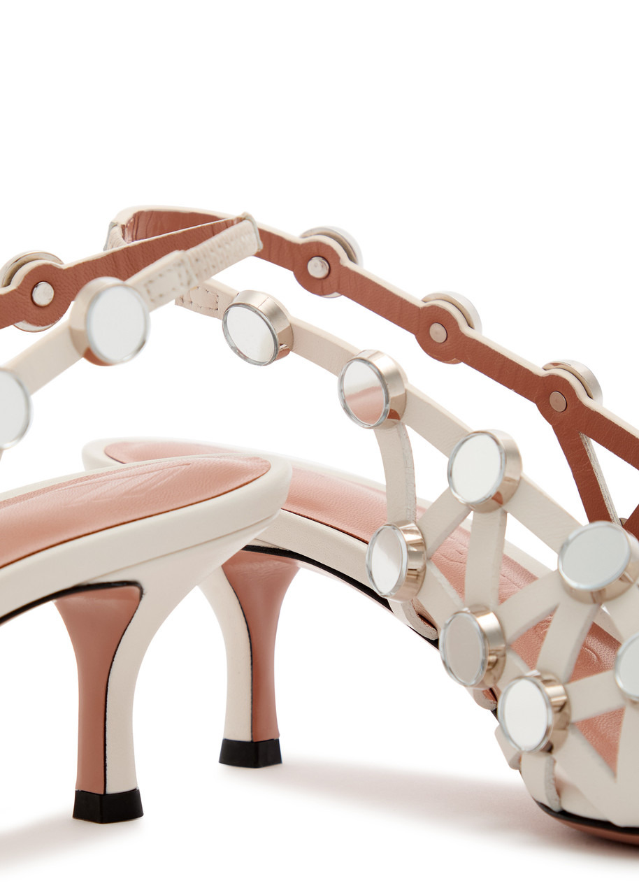 The Attico Grid 50 Mirror-embellished Leather Slingback Pumps - 4