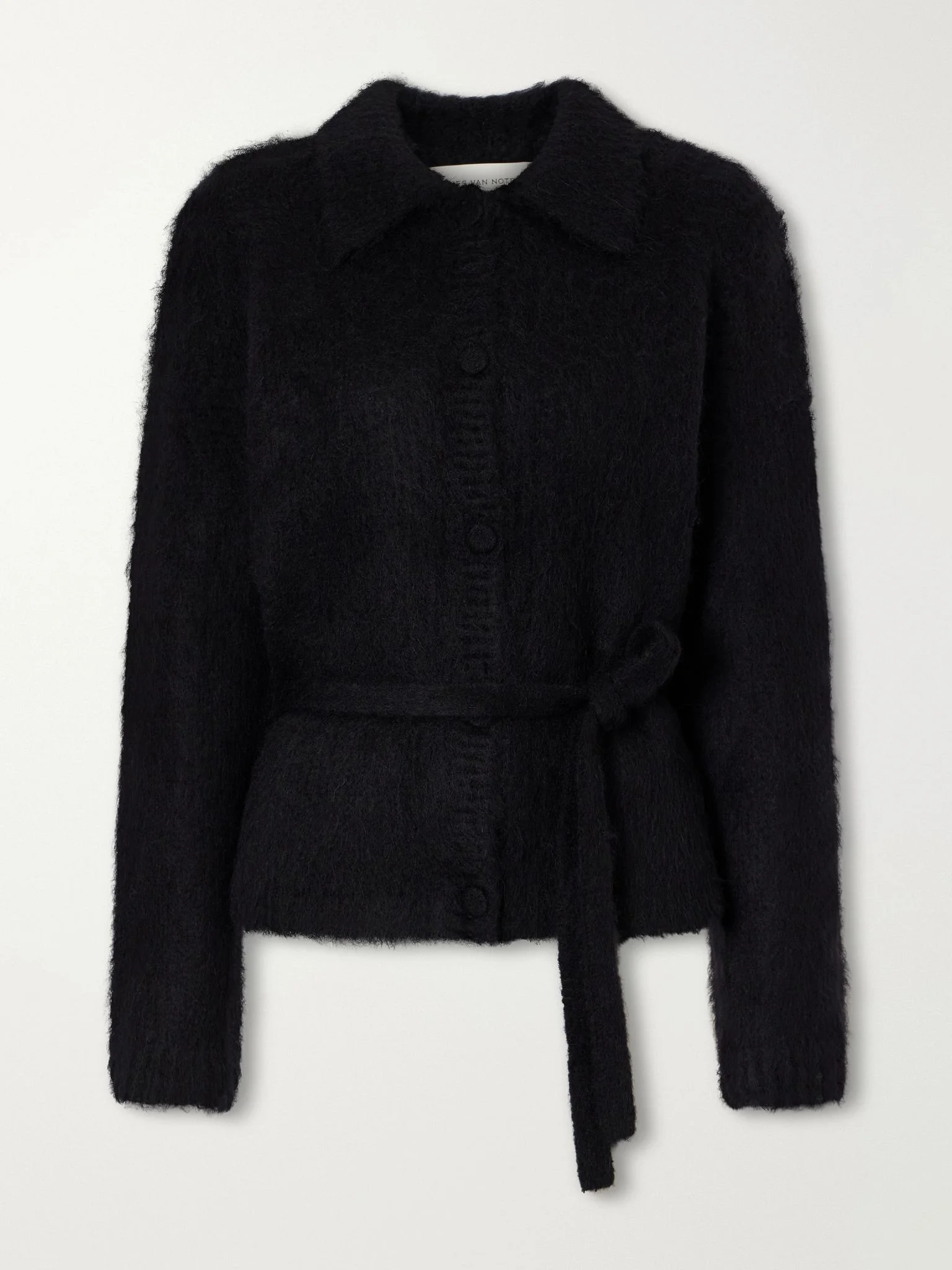 Belted alpaca and wool-blend cardigan Black - 1