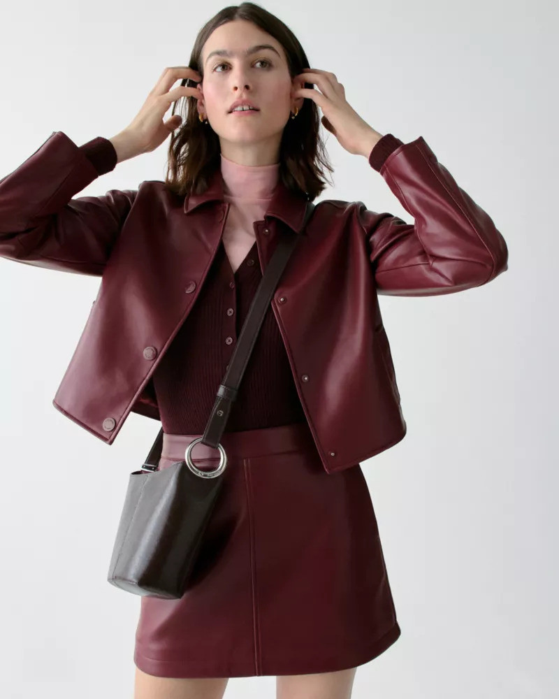 Halo Glazed Leather Mini Bucket Bag 4