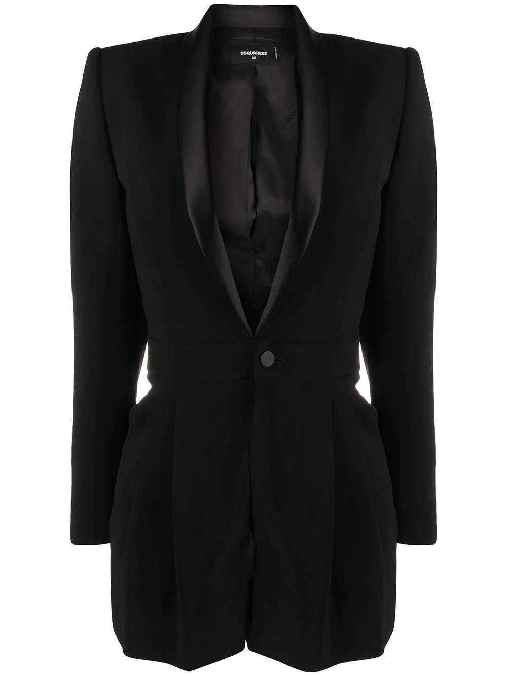 silk lapel suit jacket playsuit - 1