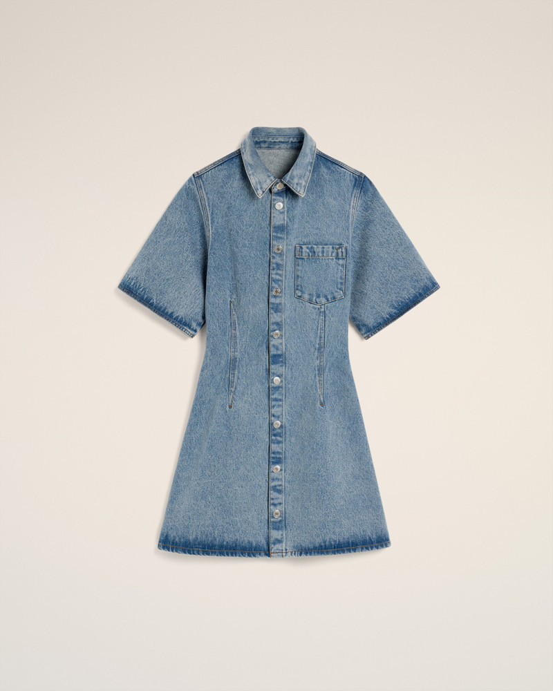 BLUE COTTON SHORT 소매 SHIRT DRESS 1
