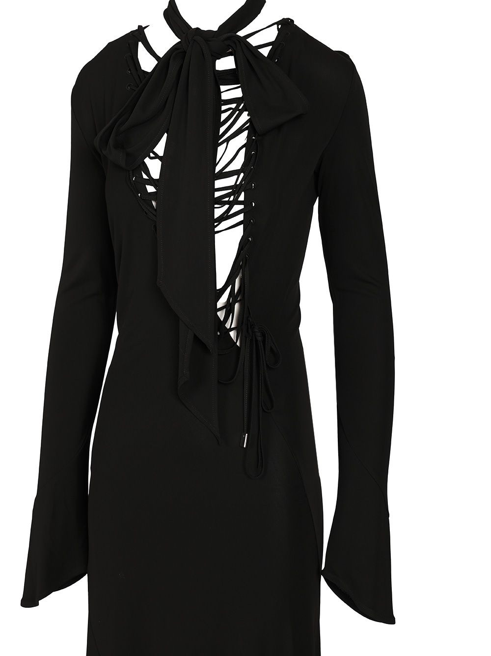 Crepe Midi Dress Dresses Black - 4