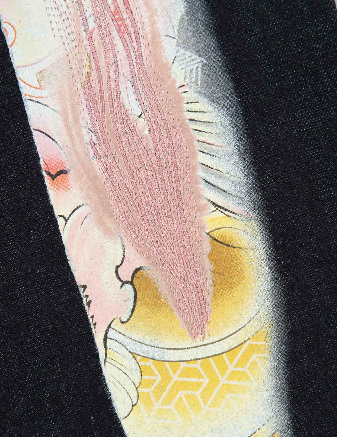2-LAYER HAND-BRUSHED DAICOCK FOIL PRINT RELAX FIT JEANS - 10