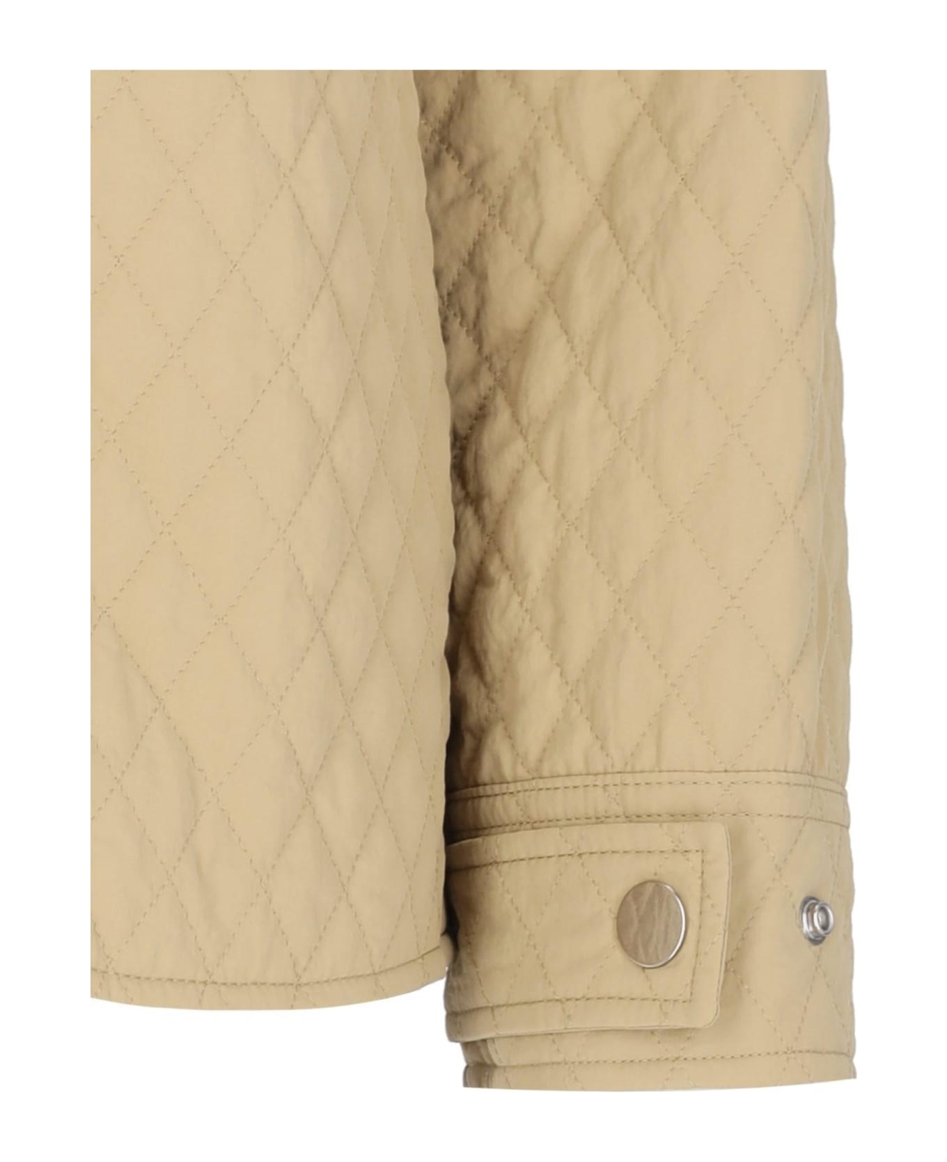 Beige Nylon Reversible Padded Jacket - 2