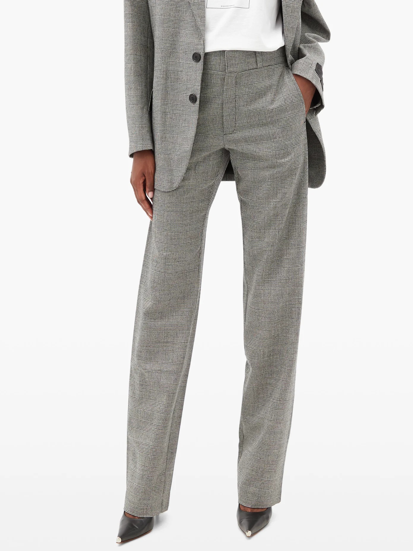 Prince-of-Wales-checked wool-blend trousers - 6