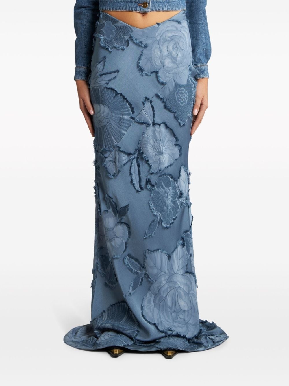 floral-jacquard maxi skirt - 3