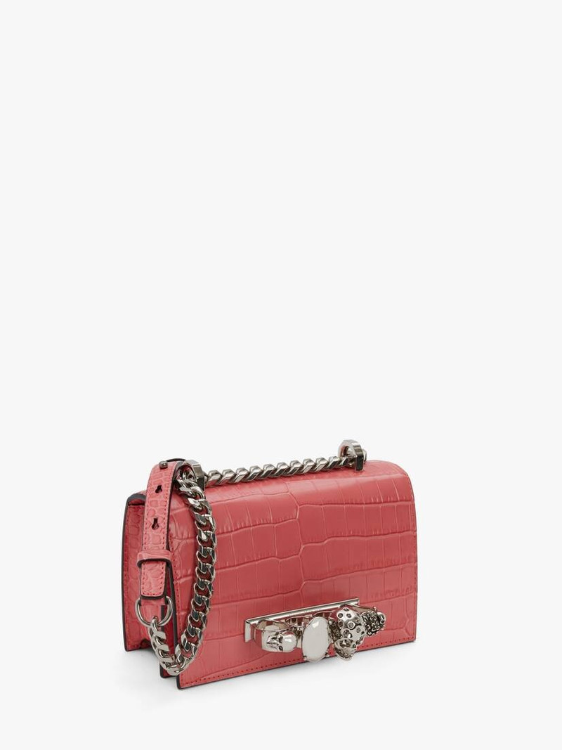 Alexander McQueen Mini Jewelled Satchel in Coral outlook