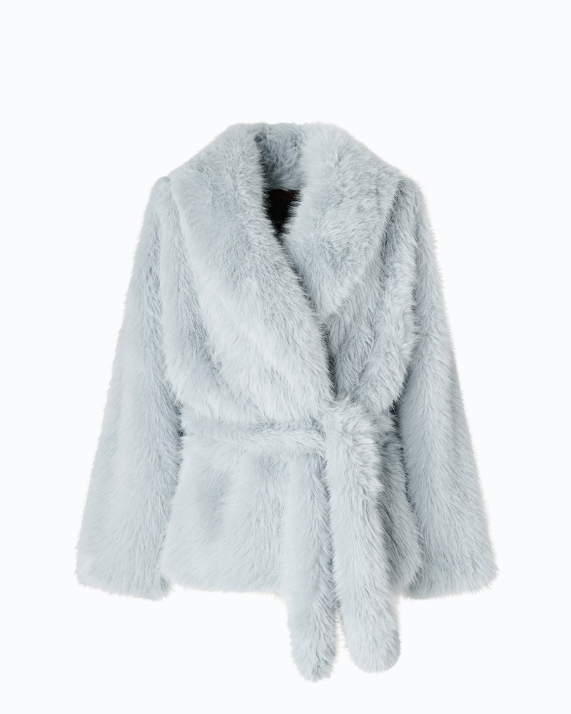 FAUX FUR BLOUSON JACKET WITH BELT 1