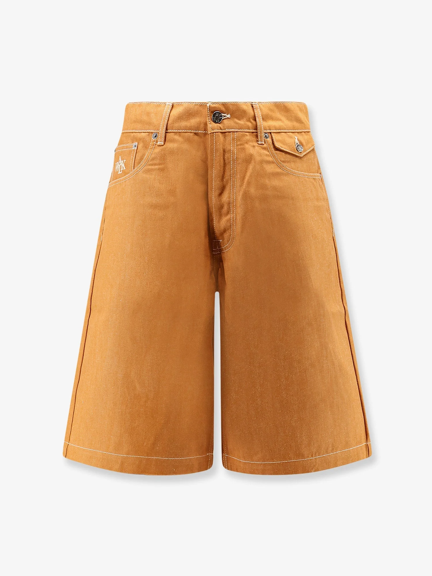 Walk In Paris Baggy Orange Denim Shorts - 1