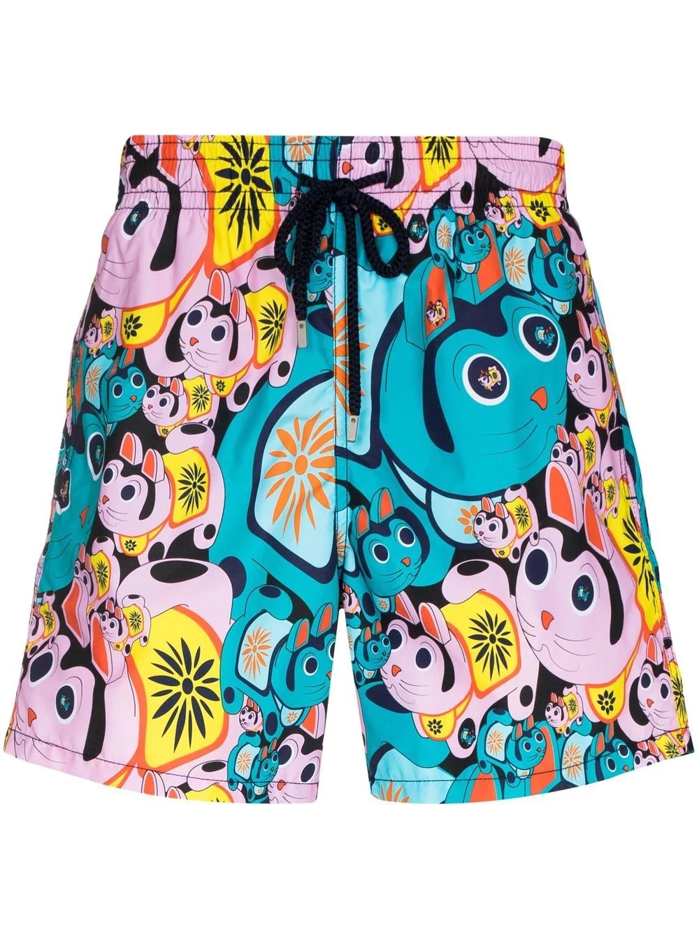 Maneki-neko graphic-print swim shorts - 1