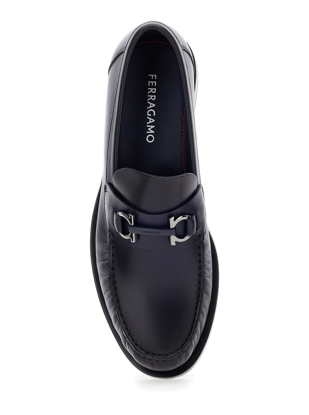 Ferragamo Men 'Fort' Blue Slip-On Loafers With Gancini Detail In Brushed Leather Man - 4