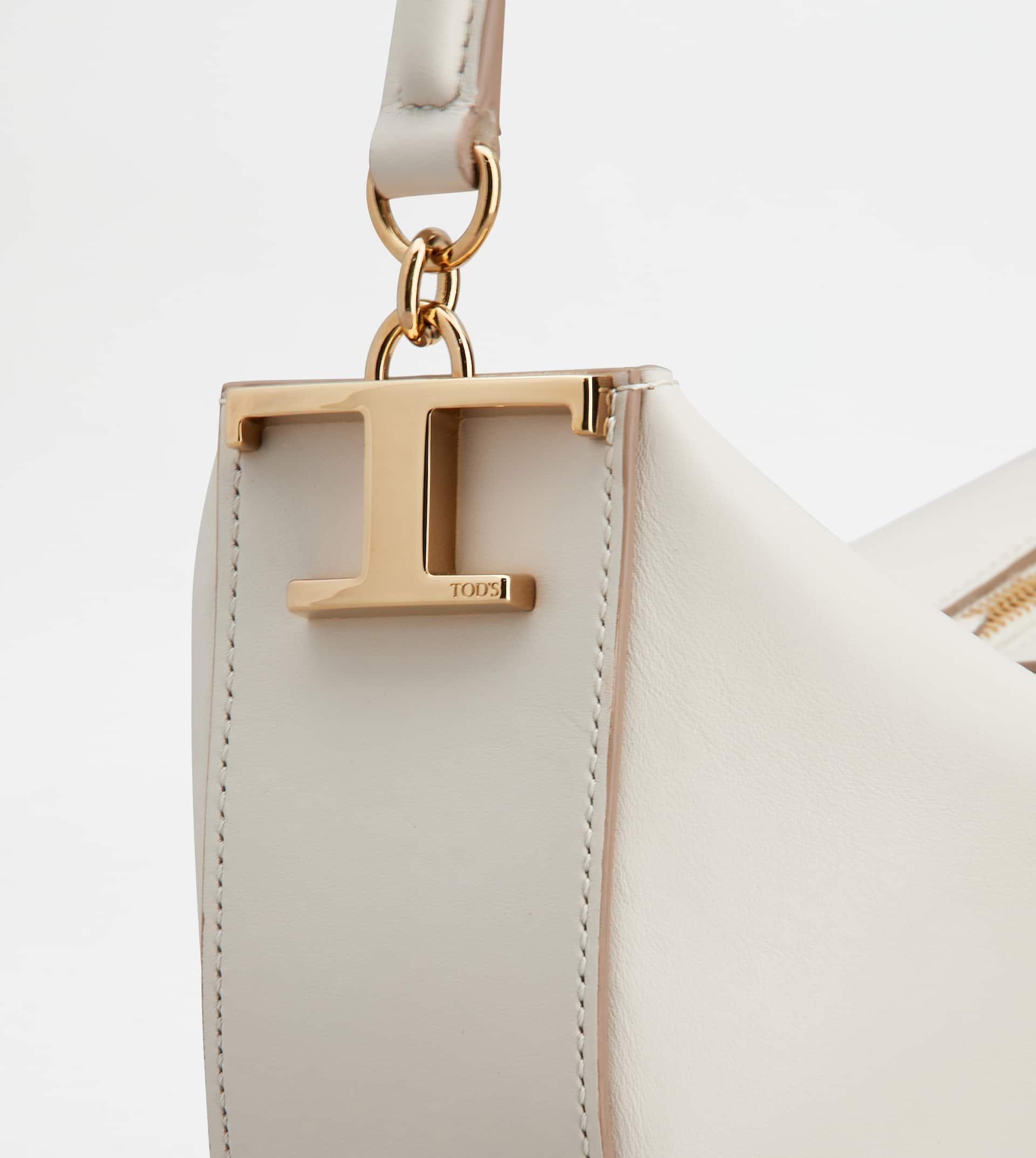 TOD'S T CASE HOBO BAG IN LEATHER MINI - OFF WHITE - 5