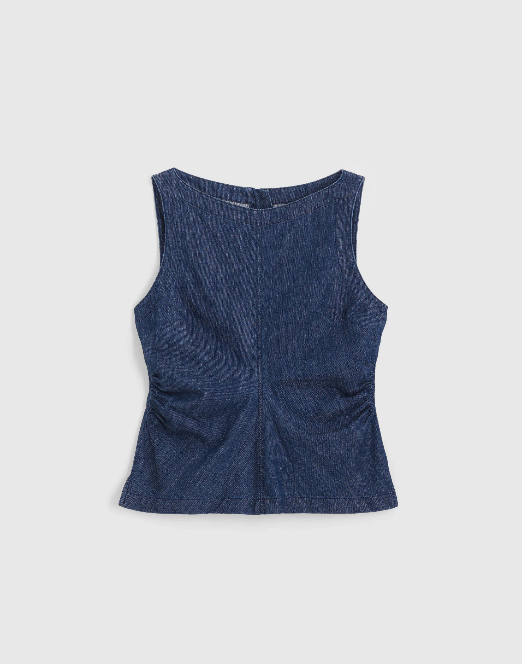 Denim Ruched Boatneck Shell Top - 1