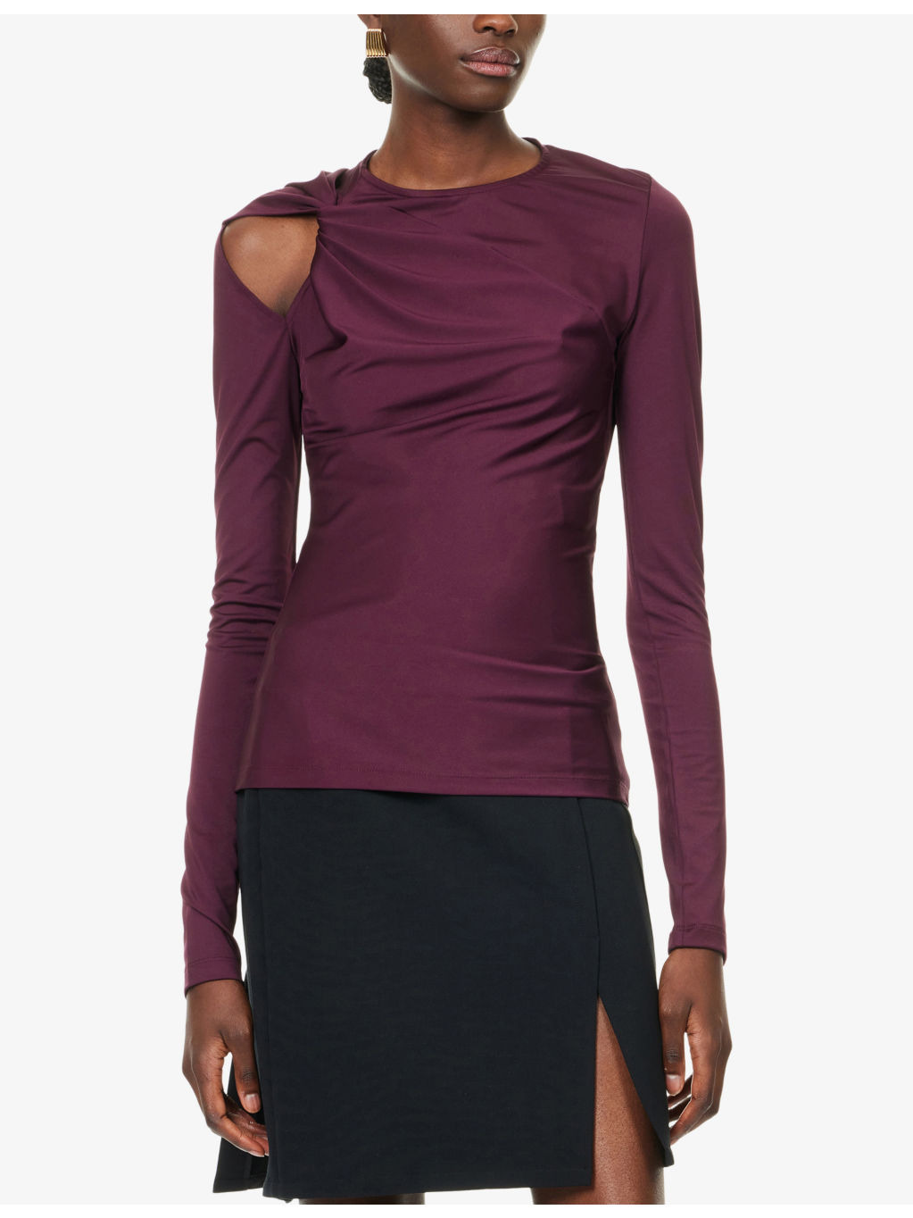 Twist Long-Sleeves Stretch-Woven Top - 3