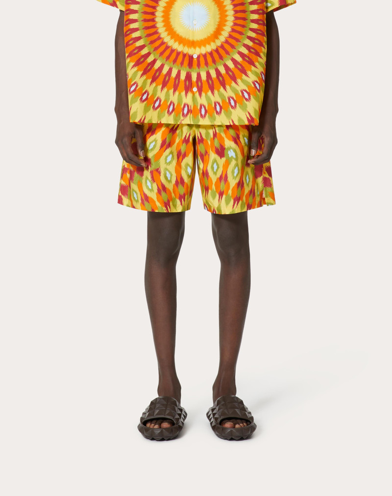 SILK AND COTTON BERMUDA SHORTS WITH ROUND RAIN PRINT 3