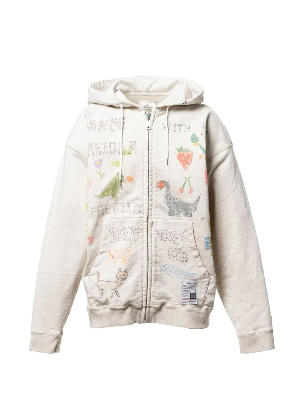 doodle printed zip-up hoodie - 1