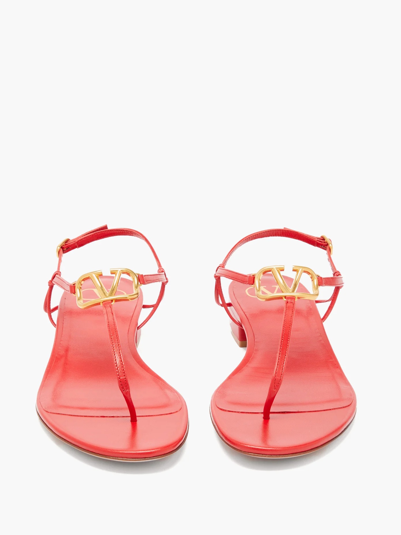 V-logo leather sandals - 5