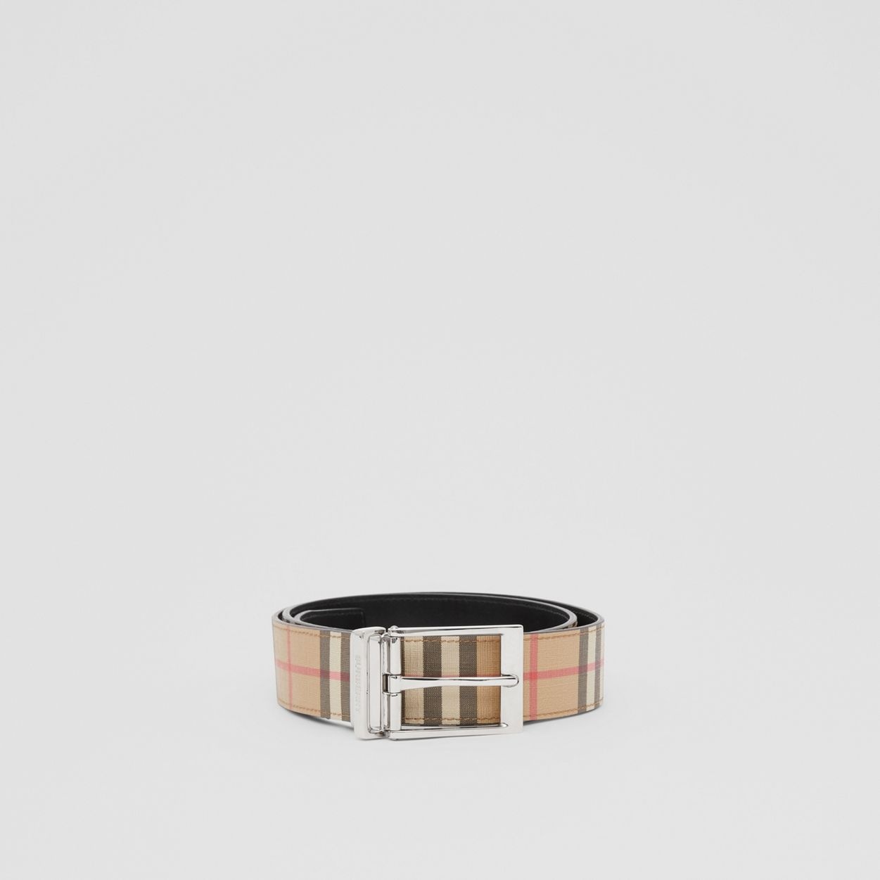 Reversible Vintage Check E-canvas and Leather Belt - 4