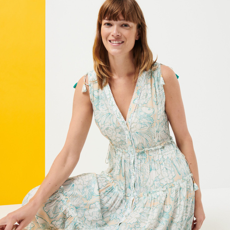 Women Maxi Dress Hidden Fishes - Vilebrequin x Poupette St Barth 8
