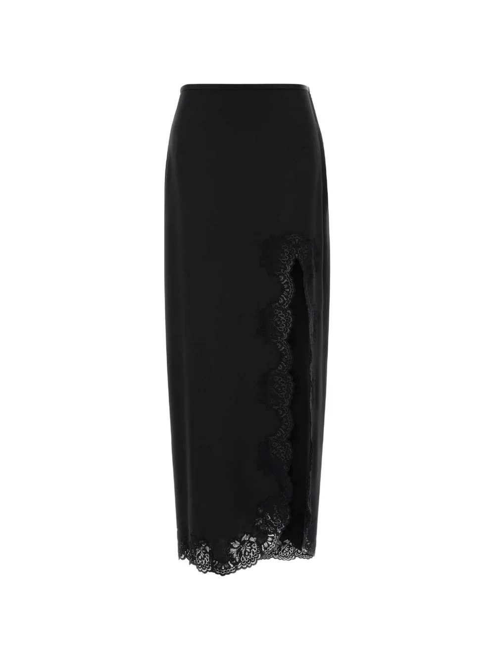 lace-trim crepe satin skirt - 1