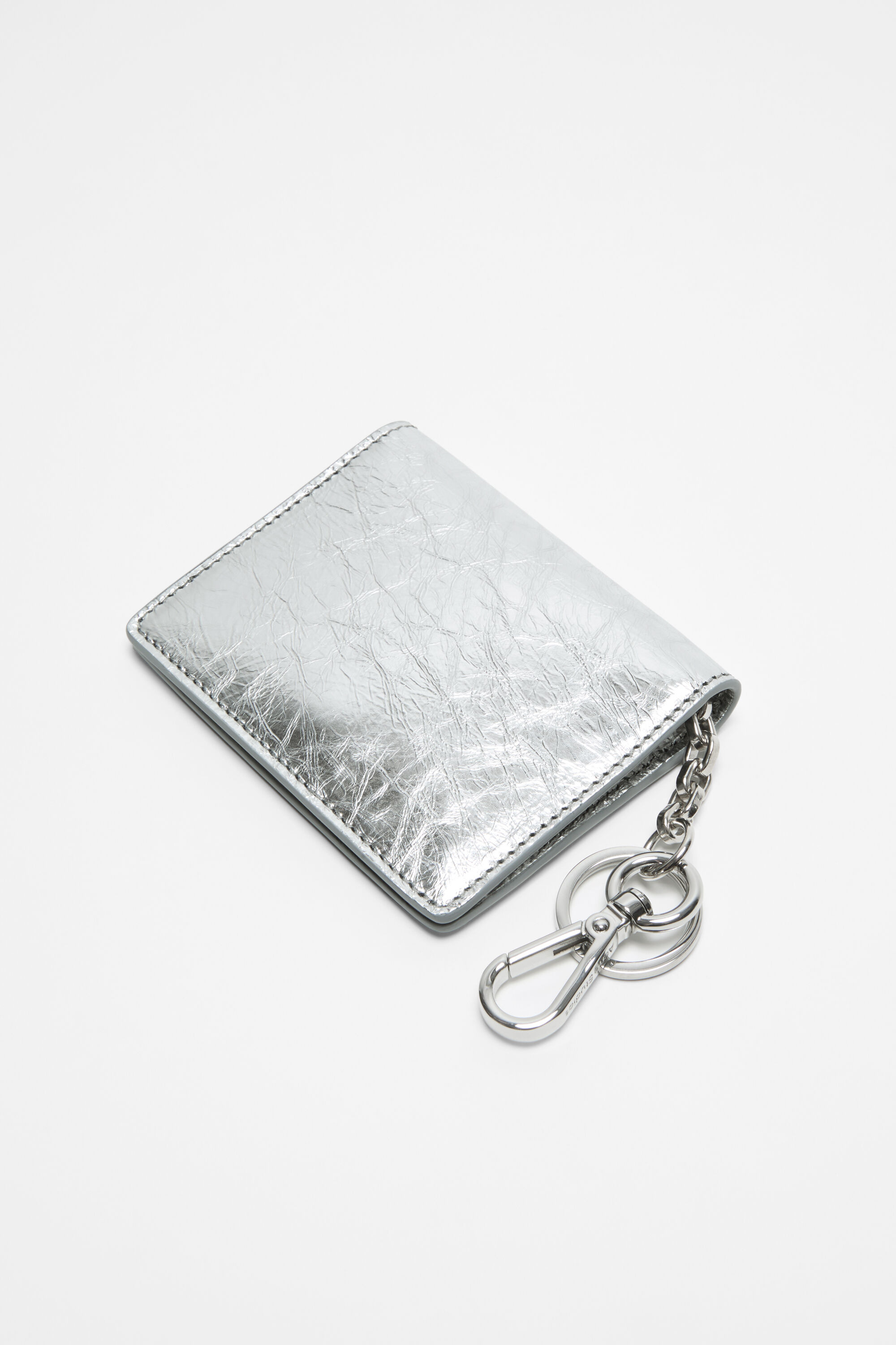 Folded leather wallet - Silver - 4