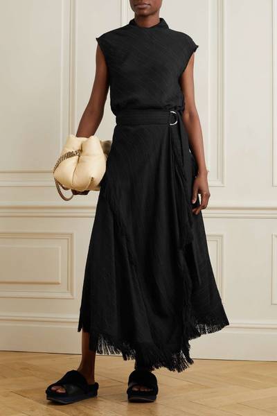 Proenza Schouler Wrap-effect fringed crepe skirt outlook