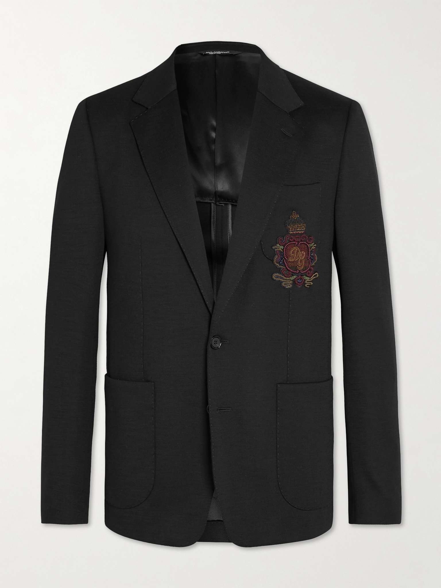 Logo-Appliquéd Virgin Wool-Blend Jersey Blazer - 1