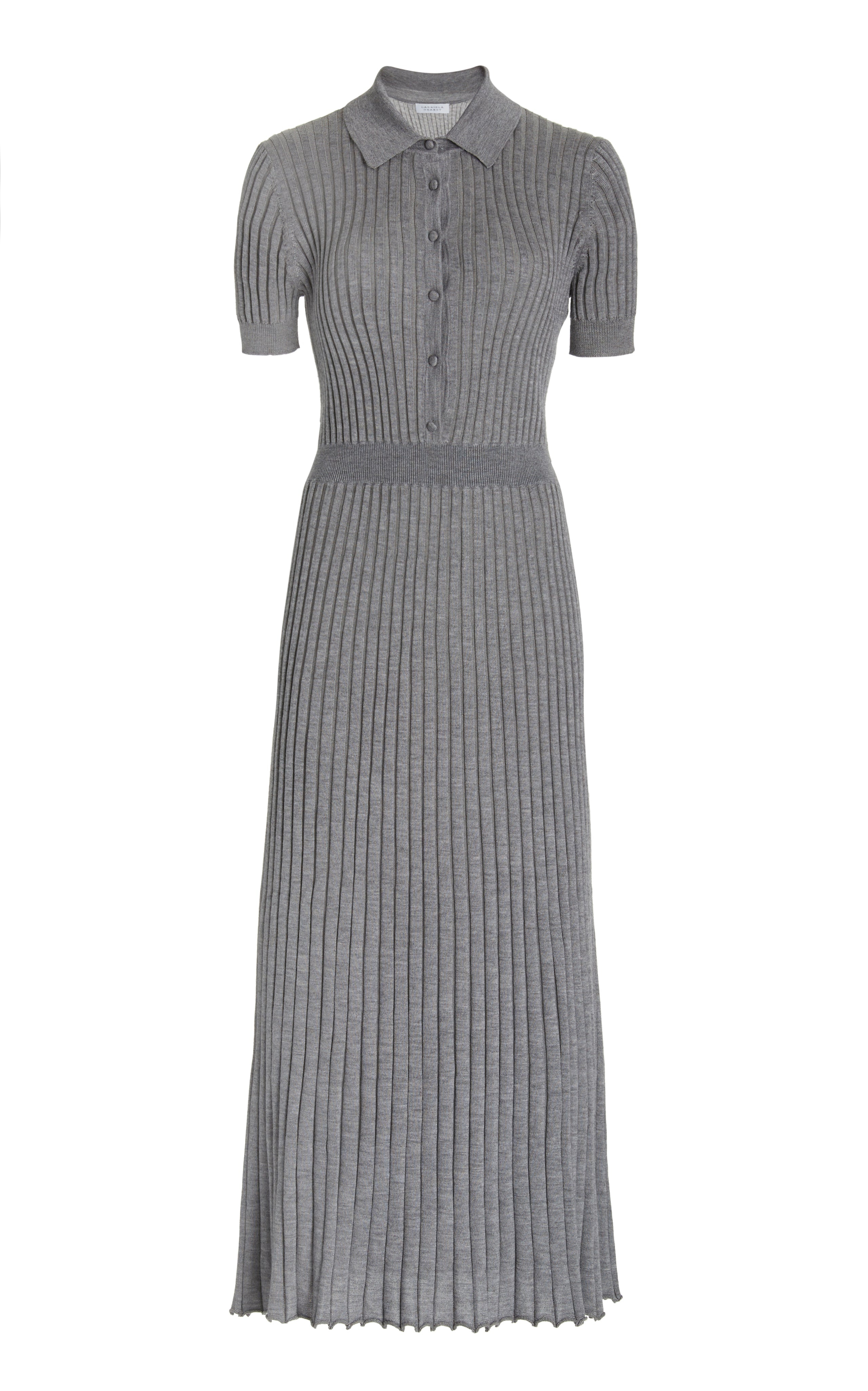 Amor Ribbed Dress in Heather Grey Cashmere Silk - 1