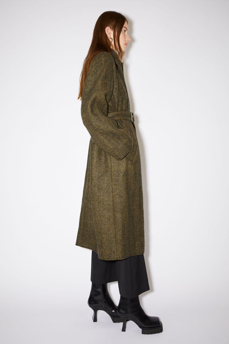 Wool-blend woven belted coat - Military green 4