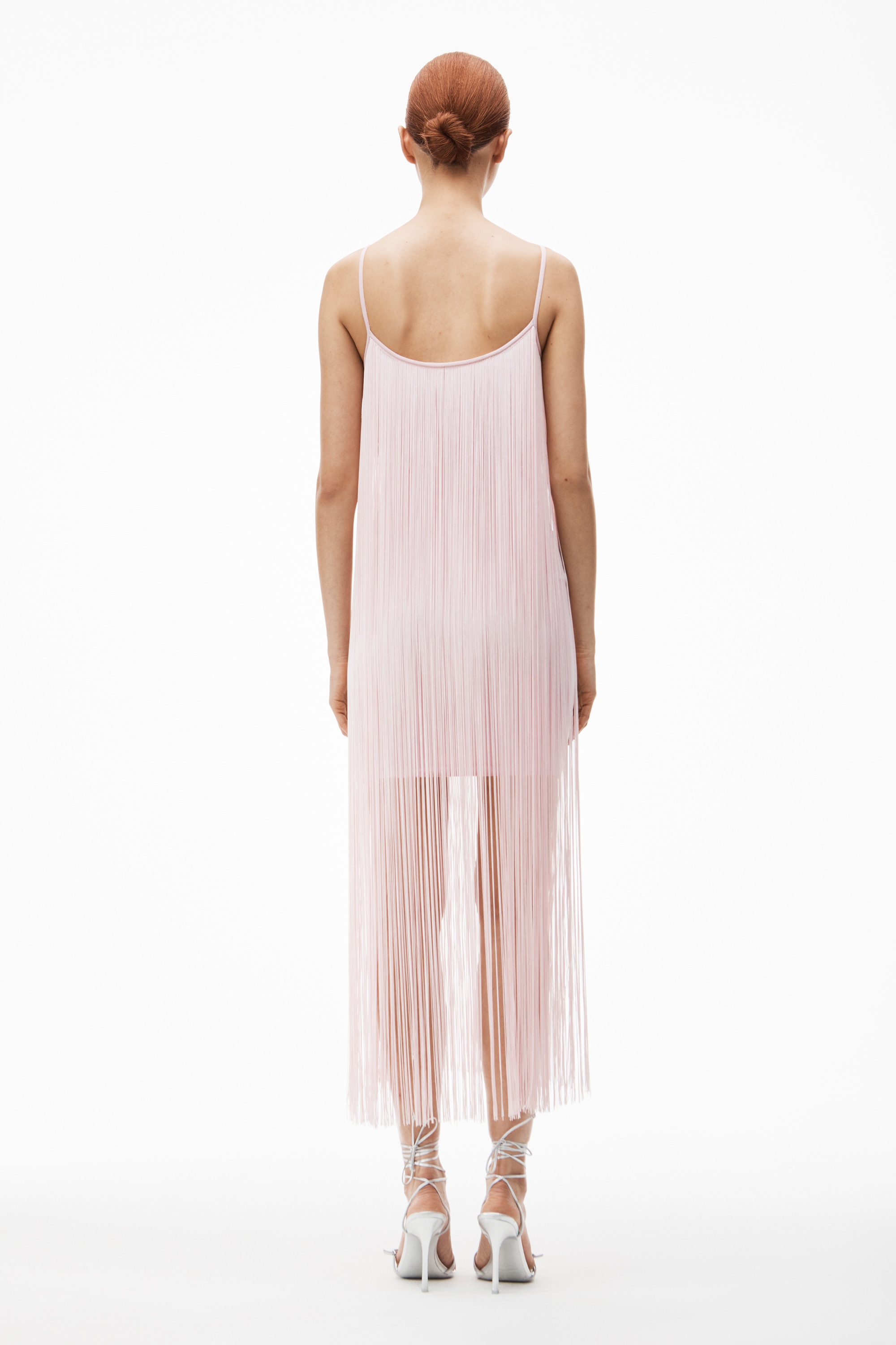 fringe tank mini dress in compact nylon - 5