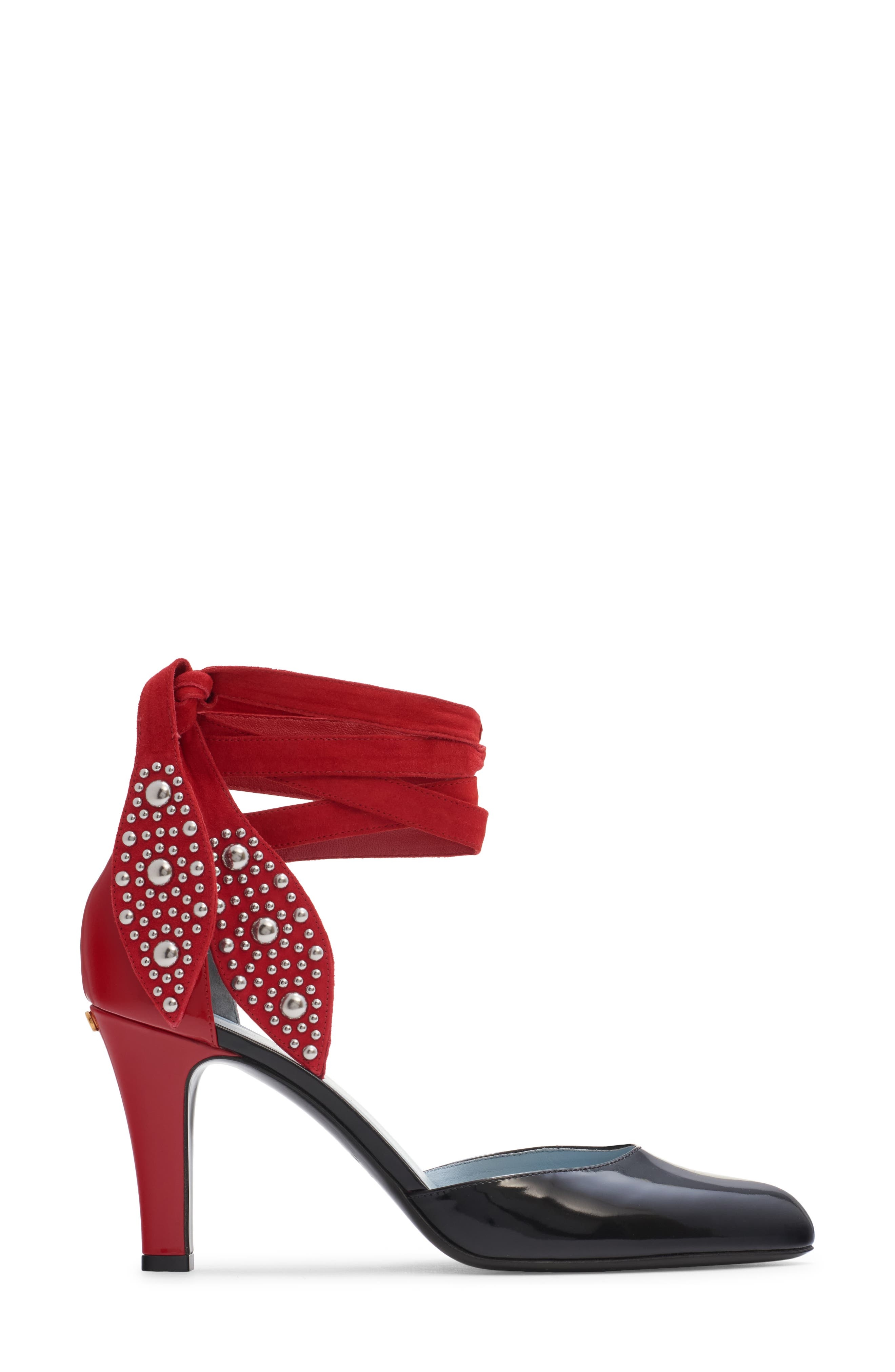 Valentino Garavani Tie Ankle Strap d'Orsay Pump in Jt0 Nero-Rouge Pur/Rouge Pur at Nordstrom - 3