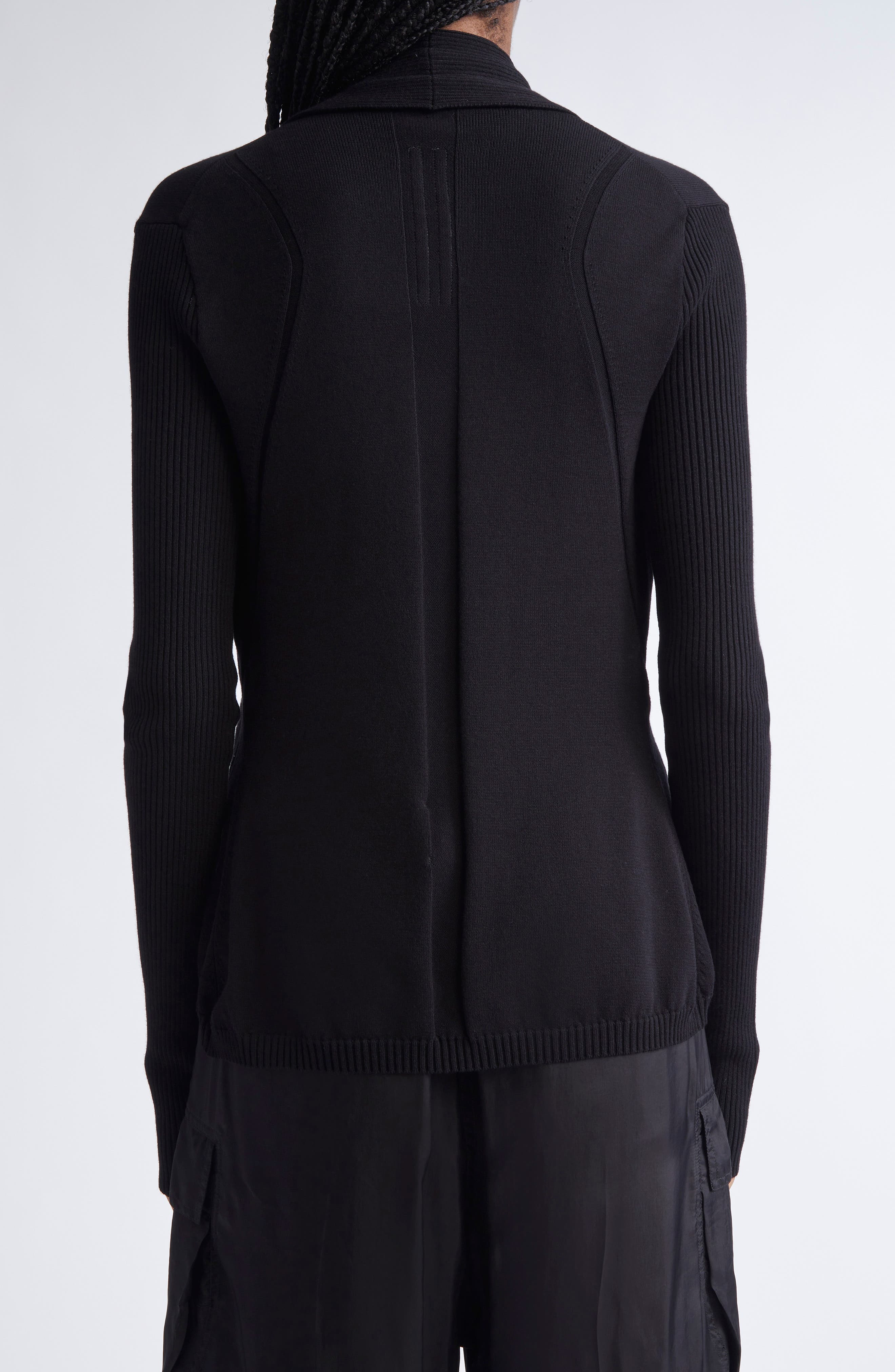 Rick Owens Open Front Rib Cardigan in Black at Nordstrom - 3