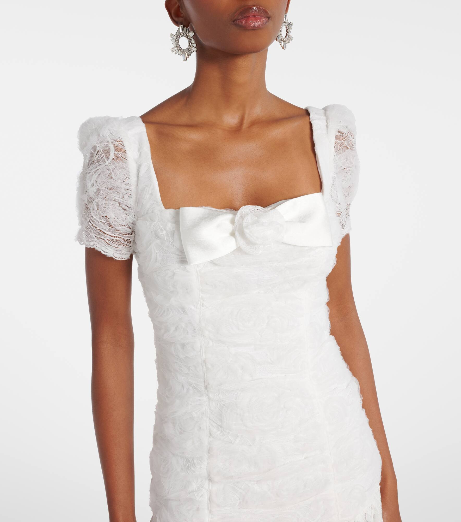 Ruched lace and tulle maxi dress - 4