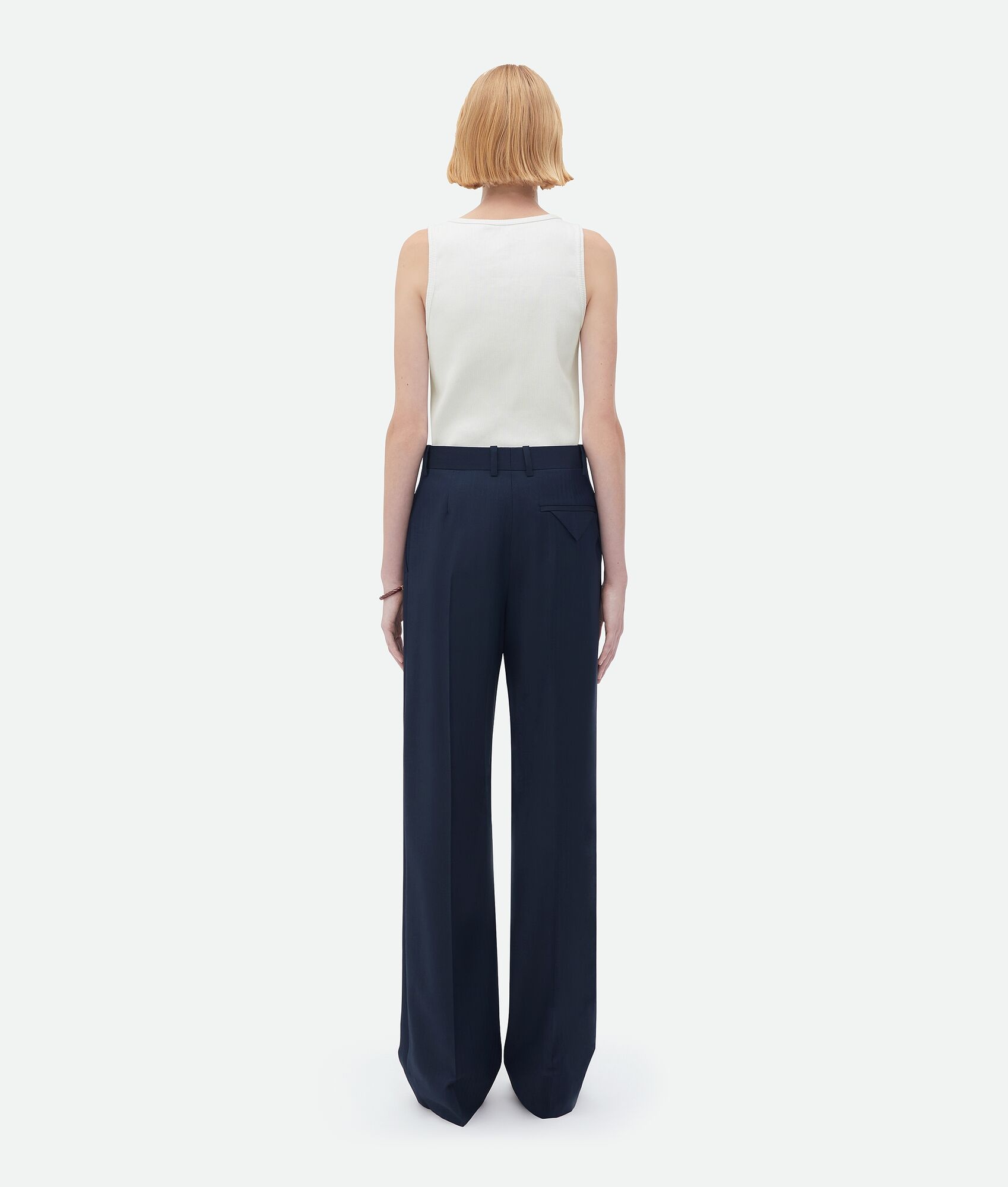 straight leg wool chevron pants - 3